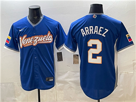 Venezuela Baseball #2 Luis Arráez Blue 2026 World Baseball Classic Jersey