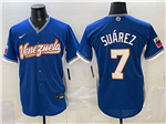Venezuela Baseball #7 Eugenio Suárez Blue 2026 World Baseball Classic Jersey