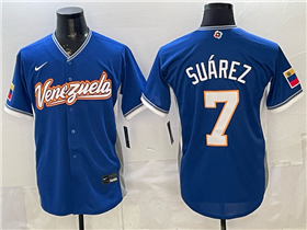 Venezuela Baseball #7 Eugenio Suárez Blue 2026 World Baseball Classic Jersey