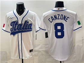 Italy Baseball #8 Dominic Canzone White 2026 World Baseball Classic Jersey
