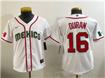 Mexico Baseball #16 Jarren Duran Youth White 2026 World Baseball Classic Jersey