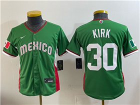 Mexico Baseball #30 Alejandro Kirk Youth Green 2026 World Baseball Classic Jersey