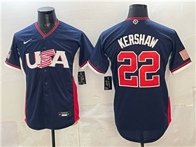USA Baseball #22 Clayton Kershaw Navy 2026 World Baseball Classic Jersey