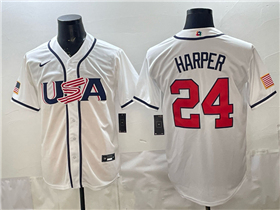 USA Baseball #24 Bryce Harper White 2026 World Baseball Classic Jersey