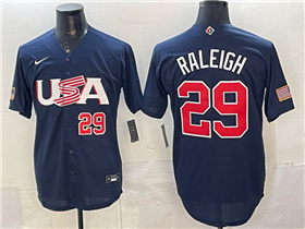 USA Baseball #29 Cal Raleigh Navy World Baseball Classic Jersey