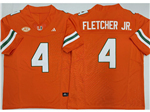 Miami Hurricanes #4 Mark Fletcher Jr. Orange College Football F.U.S.E. Limited Jersey