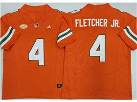 Miami Hurricanes #4 Mark Fletcher Jr. Orange College Football F.U.S.E. Limited Jersey