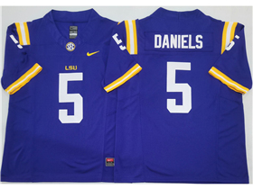 LSU Tigers #5 Jayden Daniels Purple College Football F.U.S.E. Limited Jersey