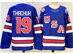 2026 Winter Olympics Team USA #19 Matthew Tkachuk Blue Hockey Jersey