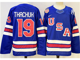 2026 Winter Olympics Team USA #19 Matthew Tkachuk Blue Hockey Jersey