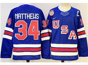 2026 Winter Olympics Team USA #34 Auston Matthews Blue Hockey Jersey