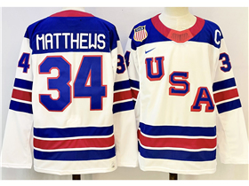 2026 Winter Olympics Team USA #34 Auston Matthews White Hockey Jersey