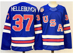 2026 Winter Olympics Team USA #37 Connor Hellebuyck Blue Hockey Jersey