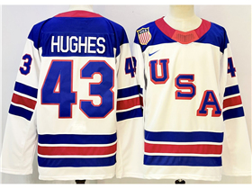 2026 Winter Olympics Team USA #43 Quinn Hughes White Hockey Jersey