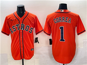 Houston Astros #1 Carlos Correa Orange Limited Jersey