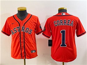 Houston Astros #1 Carlos Correa Youth Orange Limited Jersey