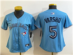Toronto Blue Jays #5 Daulton Varsho Women's Powder Blue Limited Jersey