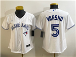 Toronto Blue Jays #5 Daulton Varsho Women's White Limited Jersey