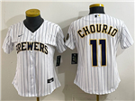 Milwaukee Brewers #11 Jackson Chourio Women's White Limited Jersey