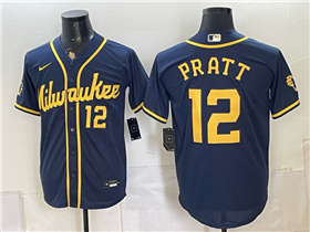 Milwaukee Brewers #12 Cooper Pratt Navy Limited Jersey