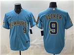 Milwaukee Brewers #9 Bob Uecker Light Blue Limited Jersey