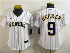 Milwaukee Brewers #9 Bob Uecker Women's White Limited Jersey