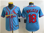 St. Louis Cardinals #18 Jordan Walker Youth Light Blue Limited Jersey
