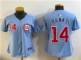 Chicago Cubs #14 Ernie Banks Women's Navy City Connect Limited Jersey