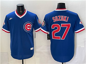 Chicago Cubs #27 Seiya Suzuki Blue Cooperstown Collection Jersey