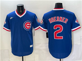 Chicago Cubs #2 Nico Hoerner Blue Cooperstown Collection Jersey