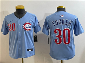 Chicago Cubs #30 Kyle Tucker Youth 2025 Light Blue City Connect Limited Jersey