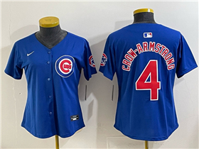Chicago Cubs #4 Pete Crow-Armstrong Women's Blue Limited Jersey