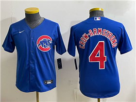 Chicago Cubs #4 Pete Crow-Armstrong Youth Blue Limited Jersey