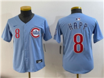Chicago Cubs #8 Ian Happ Youth 2025 Light Blue City Connect Limited Jersey