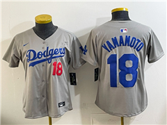 Los Angeles Dodgers #18 Yoshinobu Yamamoto Women's Alternate Gray Limited Jersey