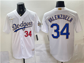 Los Angeles Dodgers #34 Fernando Valenzuela White 2026 Gold Collection Jersey