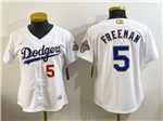 Los Angeles Dodgers #5 Freddie Freeman Women's White 2026 Gold Collection Jersey