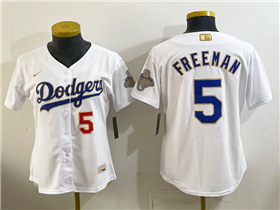 Los Angeles Dodgers #5 Freddie Freeman Women's White 2026 Gold Collection Jersey