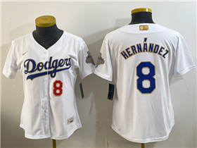 Los Angeles Dodgers #8 Enrique Hernández Women's White 2026 Gold Collection Jersey