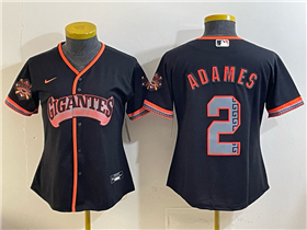 San Francisco Giants #2 Willy Adames Women's Black Alternate Limited Jersey