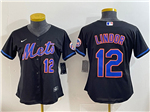 New York Mets #12 Francisco Lindor Women's Black Limited Jersey