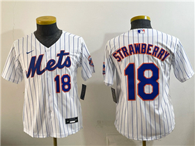 New York Mets #18 Darryl Strawberry Youth Home White Limited Jersey