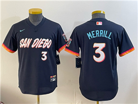 San Diego Padres #3 Jackson Merrill Youth Navy 2026 City Connect Jersey