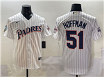 San Diego Padres #51 Trevor Hoffman Vintage White Pinstripe 1998 World Series Patch Jersey