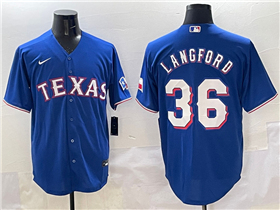 Texas Rangers #36 Wyatt Langford Royal Blue Limited Jersey