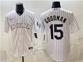 Colorado Rockies #15 Hunter Goodman White Limited Jersey
