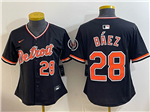 Detroit Tigers #28 Javier Baez Women's Alternate Black Limited Jersey