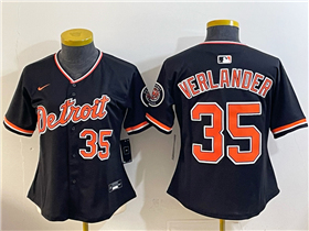 Detroit Tigers #35 Justin Verlander Women's Alternate Black Limited Jersey