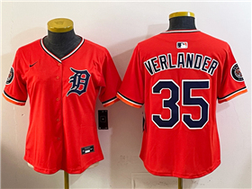 Detroit Tigers #35 Justin Verlander Orange Women's Limited Team Jersey