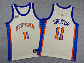 New York Knicks #11 Jalen Brunson Youth 2025-26 Cream City Edition Swingman Jersey